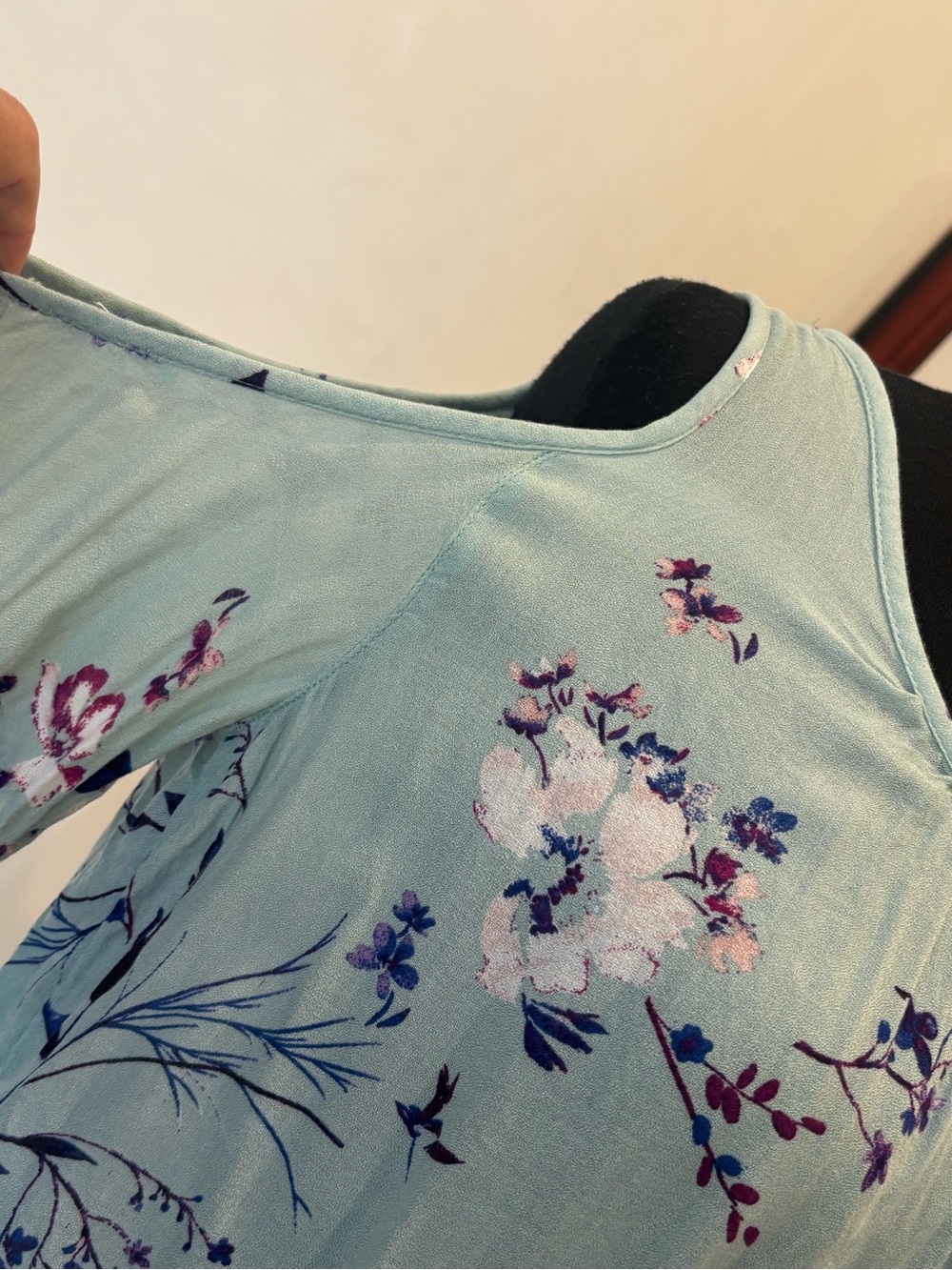 Arizona Jean Company Mint Floral Cold-Shoulder Crop Top - Picture 4 of 12